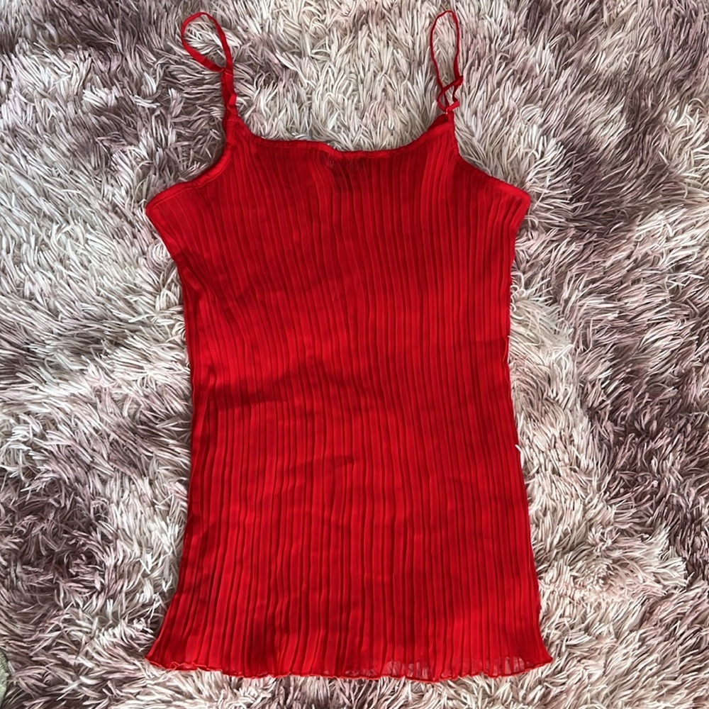 IKY Me Red Sheer Pleaded Top - Picture 5 of 9